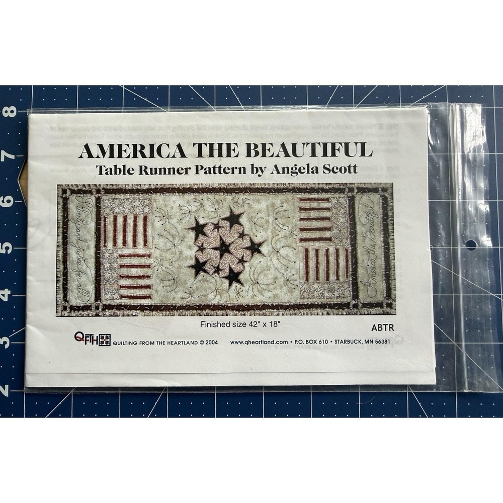 America The Beautiful Table Runner Pattern By Angela Scott For QFTH 42"x18" USA